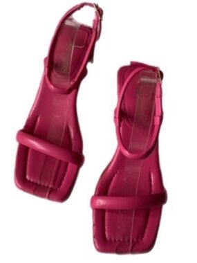 Dream Pairs square toe pink leather cable strapankle wrap summer heelsandals